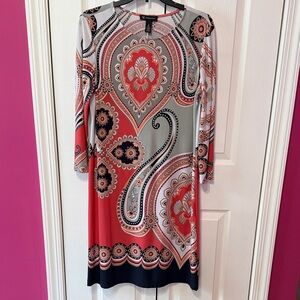 INC International Concepts Red and Gray Paisley Dress